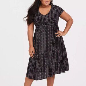 GUC Torrid Midi Challis Tiered Skater Dress